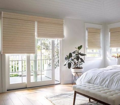 Window Treatments for Sliding Glass Doors Ideas and Inspiration | Hunker Shades For Sliding Glass Doors, Roman Shades For Doors, Patio Door Window Treatments, Sliding Glass Door Window Treatments, Glass Door Coverings, Door Treatments, Sliding Glass Door Window, Sliding Door Window Treatments, Blackout Window Treatments