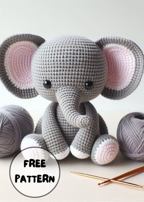 Free Crochet Elephant Amigurumi Pattern Crochet Lovey Animals Free Patterns, How To Crochet Elephant, Crochet Stuffed Toys Patterns Free, Baby Elephant Crochet Pattern Free, Elephant Lovey Crochet Free Pattern, Elephant Free Crochet Pattern, Stuffed Toys Patterns Free, Elephant Crochet Pattern Free, Crochet Baby Toys Free Pattern