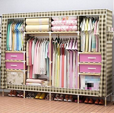 Portable Wardrobe Ideas, Portable Closet Ideas Small Spaces, Portable Closet Ideas, Cabinet For Clothes, Mobile Wardrobe, Plastic Wardrobe, Foldable Closet, Bedroom Wardrobe Ideas, Portable Wardrobe Closet