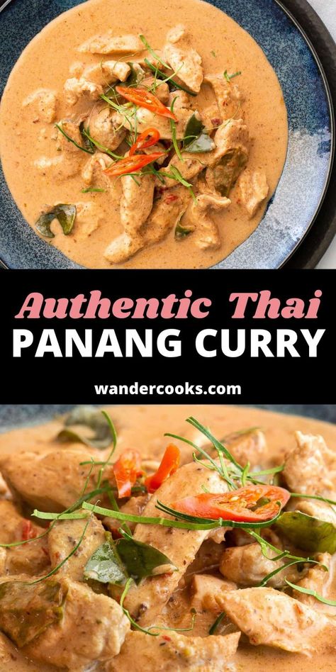 An easy weeknight curry recipe to add to your repertoire - Thai Chicken Panang Curry will set your taste buds on fire! Full of creamy coconut milk and rich flavour from Panang Curry Paste that's on the table in 20 minutes. via @wandercooks Easy Panang Curry, Chicken Panang Curry Recipe, Panang Curry Chicken, Chicken Panang, Easy Thai Chicken, Thai Panang Curry, Panang Curry Recipe, Panang Curry Paste, Curry Recipes Easy