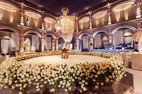 Mindy Weiss Wedding, Classic Ballroom Wedding, Mindy Weiss, Wedding Mexico, Indoor Wedding Receptions, Wedding Reception Flowers, Classic Color Palette, Golden Wedding Anniversary, Destination Wedding Mexico