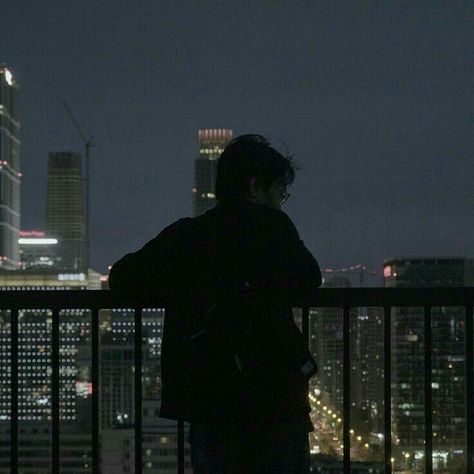 City Lights, At Night, Balcony, A Man, The City, Building