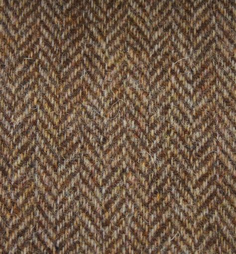 Tarbert Plain Herringbone Brown 24317 - Harris Tweed Tweed Aesthetic, She's The Man, Harris Tweed Fabric, Bakery Design Interior, Beach Cabin, Fall 23, Country Clothing, Brown Tweed, Bakery Design