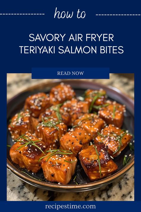 Craving a delicious and healthy snack? These Air Fryer Teriyaki Salmon Bites are sure to satisfy! Quick to prepare and perfect for any occasion, this simple recipe offers a flavorful twist on salmon, infused with sweet teriyaki sauce. The crispy texture from the air fryer makes each bite utterly irresistible. Whether you're hosting a get-together or looking for a healthy weekday treat, these bites are versatile and sure to impress family and friends alike. Enjoy an easy, nutritious snack today! Teriyaki Air Fryer Salmon, Air Fried Salmon Bites Recipe, Crispy Salmon Bites Air Fryer, Salmon Air Fryer Bites, Salmon Bites Air Fryer, Fried Salmon Bites, Crispy Salmon Bites, Teriyaki Salmon Bites, Brown Sugar Salmon