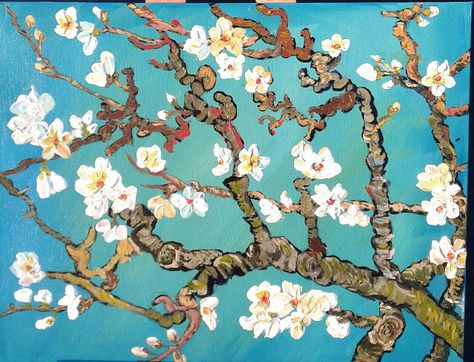 "Van Gogh Almond Branch" painted by Lisa Garrett. This wonderful painting was inspired by our YouTube tutorial :https://youtu.be/f9JqUYjgSqU Almond Branch, Cherry Blossom Painting Acrylic, Almond Flower, Asian Artwork, Blossom Painting, Cherry Blossom Painting, Acrylic Flowers, Flower Branch, Youtube Tutorials