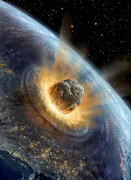 The Astroid that Created the Chicxulub Crater on the Yucatán Peninsula 65 million years ago was more than 110 miles wide. It is believed to mark the Extinction of the Dinosaurs. In Space, The Earth