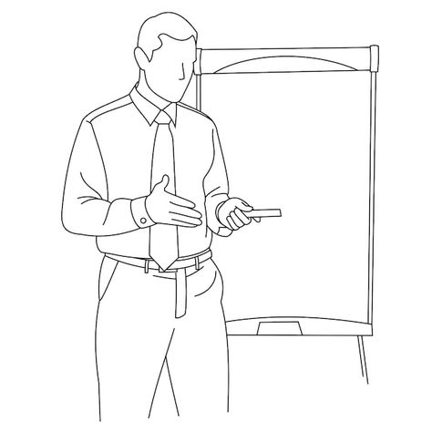 Illustration of line drawing a businessm... | Premium Vector #Freepik #vector #sales-training #business-cartoon #corporate-illustration #business-coaching Ceo Drawing, Business Man Drawing, Corporate Illustration, Training Business, Man Drawing, Illustration Business, Outline Illustration, Simple Designs To Draw, Sales Training