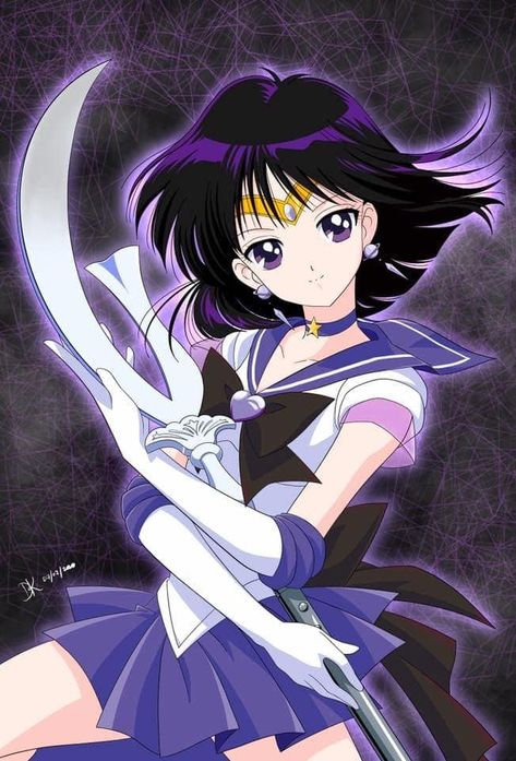 Sailor Saturn, An Anime, Anime Character, Sailor Moon, Black Hair, Moon, Purple, Hair, Anime