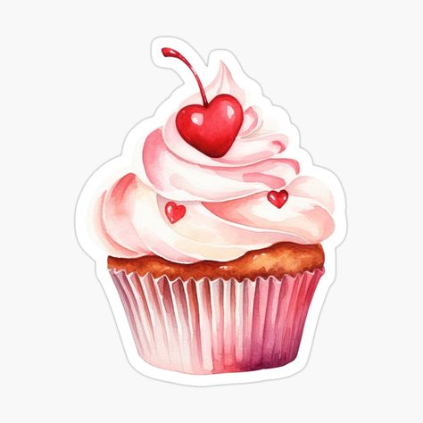 Get my art printed on awesome products. Support me at Redbubble #RBandME: https://www.redbubble.com/i/sticker/Valentine-s-Day-Sweet-Cupcake-with-Red-Cherry-Heart-by-My-Magic-World/155721560.EJUG5?asc=u Valentine’s Day Stickers, Heart Stickers Aesthetic, Coquette Stickers, Sticker Valentines, Valentines Day Stickers, Kindle Aesthetic, Red Stickers, Artist Cake, Cherry Cupcakes