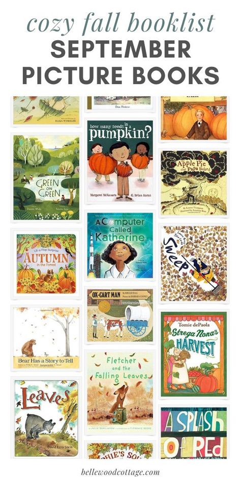 Fall is here and there's no better time for reading aloud with your kids. You'll love these fall picture books on my Cozy September Picture Books for Fall booklist. From apples to pumpkins, Johnny Appleseed to back-to-school, this book list has dozens of books you will love reading aloud with your kids! #fall #books #bellewoodcottage Fall Picture Books, Cozy September, Books For Fall, September Pictures, Barbara Cooney, Lauren Thompson, Fall Books, Reading Aloud, Johnny Appleseed