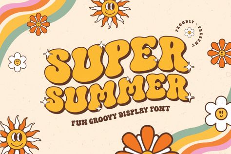 Super Summer is a fun, groovy display font that will bring back the lovely hippie vibe of the 60s and 70s. Its cheerful and summery personality, will help you create one-of-a-kind designs. Try before you buy Super Summer font for iOS, Android, macOS, or Windows for free, or you can download the full version with […] The post Super Summer Font appeared first on FreeFontDL. Full Alphabet Fonts, 60s Font, Hippie Font, Summer Font, Font Bubble, Casual Fonts, Holiday Fonts, Groovy Vibes, Free Commercial Fonts