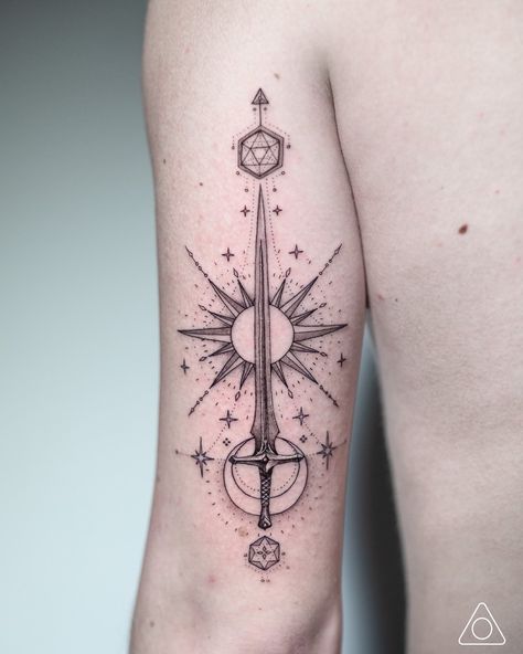 Critical Role Tattoo, Tattoo Ideas Male, Scientific Tattoo, Celestial Tattoo, M Tattoos, Tattoo Ideas Small, Simple Tattoo Designs, Red Ink Tattoos, Dagger Tattoo