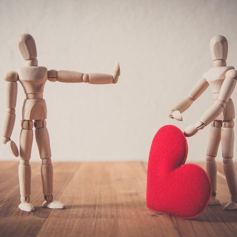 Close-Up Of Wooden Figurines With Red Heart Shape On Wooden Table Social Learning Theory, Rejection Hurts, After Work Drinks, Thinking Of Someone, Attachment Styles, Sales People, Wooden Figurines, A Crush, Pep Talks