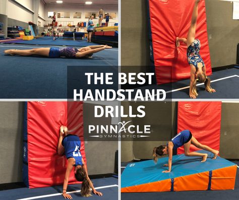 Gymnastics Classes For Kids, Preschool Gymnastics Lesson Plans, Handstand Drills, Gymnastics Levels, Gymnastics Handstand, Gymnastics At Home, Toddler Gymnastics, Gymnastics Lessons, Tumbling Cheer