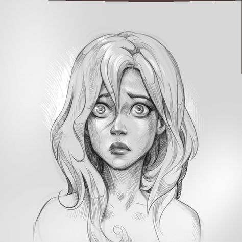 Scared Facial Expression Reference, Embarrassed Face Drawing Reference, Facial Expression Sketch, Someone Scared Drawing, Different Faces Drawing Character Design, Scared Reference Face, Woman Smirking Drawing, How To Draw A Scared Face, Scared Woman Drawing