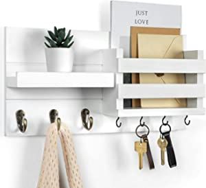 Entryway Mail Organizer, Hanging Mail Organizer, Hooks For Coats, Black Wall Shelves, Key And Letter Holder, Mail Organizer Wall, Wall Mounted Key Holder, Mail And Key Holder, Wooden Key Holder