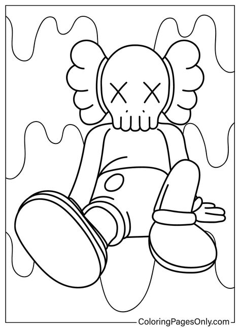 Kaws Drawing Outline, Kaws Coloring Pages, Kaws Outline, Kaws Drawing, Kaws Sketch, Kaws Companion, Easy Graffiti Drawings, Hype Beast, Iphone Wallpaper For Guys