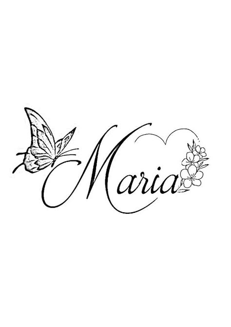 Maria Tattoo Design Name, Sister Name Tattoo Ideas, Tattoo With Daughters Name, Cute Name Tattoos For Women, Maria Name Tattoo, Letras Tattoo Nombres, Tatoos Names, Cute Name Tattoos, Name Tattoos For Women