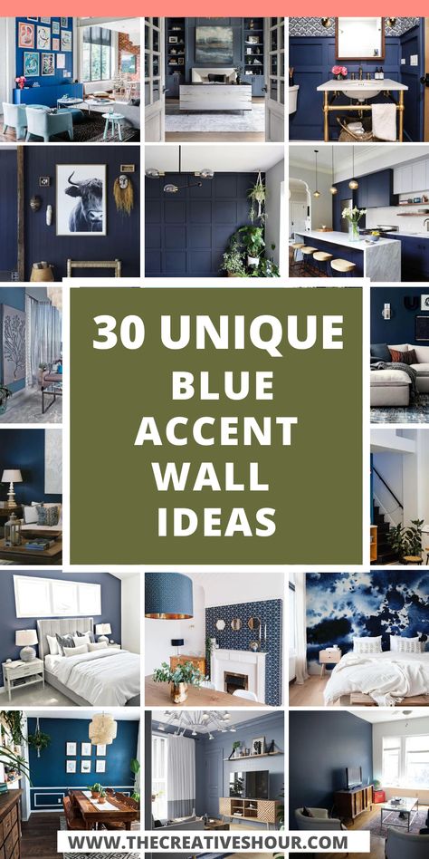 Blue accent walls can bring a refreshing and stylish touch to your living spaces. In the living room, consider vibrant blue accent wall ideas to create an inviting and energetic atmosphere. For a serene and cozy bedroom, a soothing blue accent wall can promote relaxation and restful sleep. Painted blue accent walls, whether in a bold or muted shade, offer endless possibilities to personalize your space. Dark blue accent walls add a touch of drama and elegance, making a statement in any room. Blue Accent Wall Ideas, Blue Feature Wall Living Room, Blue Feature Wall Bedroom, Blue Accent Wall Living Room, Dark Blue Feature Wall, Navy Blue Bedroom Walls, Orange Bedroom Ideas, Garden Hideaway, Blue Feature Wall