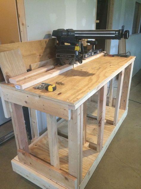 Radial Arm Saw Station, Craftsman Radial Arm Saw Attachments, Table Saw Auxiliary Fence, Radial Arm Saw Table, Craftsman Table Saw Rockler Woodworking & Hardware, Saw Table, Basement Garage, Basement Workshop, Radial Arm Saw