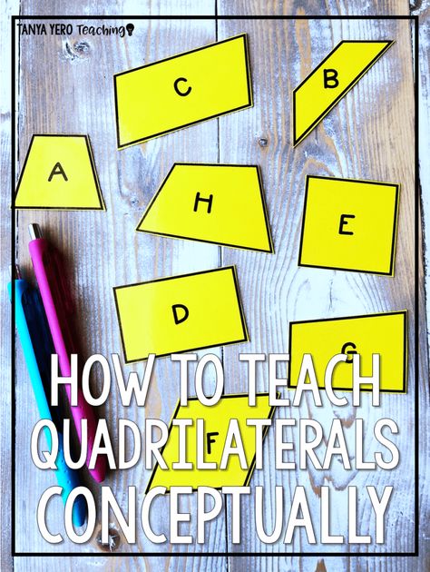 How To Conceptually Teach Quadrilaterals - Tanya Yero Teaching Quadrilaterals 3rd Grade, Teaching Quadrilaterals, Quadrilaterals Activities, Classifying Quadrilaterals, Classifying Triangles, Resource Teacher, 123 Homeschool 4 Me, Elementary Math Classroom, Geometry Activities