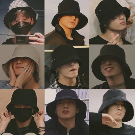 Jungkook Bucket Hat Aesthetic, Jungkook Bucket Hat, Bucket Hat Aesthetic, Bucket Hat Winter, Bucket Hat Outfit, Bucket Hat Fashion, Bts Fashion, Bucket Hat Style, Outfit Grunge