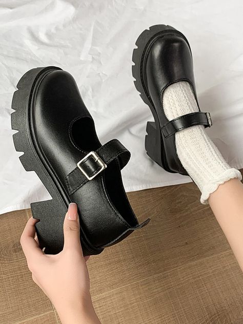 Portals Outfit, Coquette Shoes, Japan Y2k, Black Preppy, Mary Jane Platform Shoes, Zapatos Mary Jane, Girls High Heels, Chunky Heel Shoes, Comfort Shoes Women