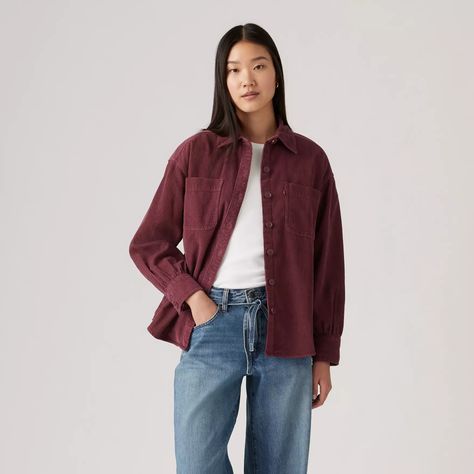 Orion Corduroy Overshirt - Red | Levi's® US Levi Manga, Rich Girl Fashion, Corduroy Overshirt, Levis Outfit, Vintage Lovers, Shirt Blouses Tops, Levis Women, Rich Girl, Shop Clothing