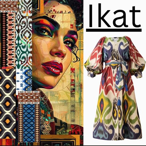 Ikat patterns are making a bold comeback in the fashion world, blending ancient traditions with modern designs. This intricate dyeing technique, known for its vibrant and blurred motifs, is being reimagined on everything from flowing maxi dresses to chic blouses. Originating from Indonesia, India, and Central Asia, Ikat’s labor-intensive, artisan processes align with today’s sustainability trends. The resurgence of Ikat is more than a fashion statement—it’s a celebration of timeless artistry ... Ikat Painting, Painting Mood, Chic Blouses, Ikat Pattern, Dyeing Techniques, Fashion World, Central Asia, Flowing Maxi Dress, Maxi Dresses