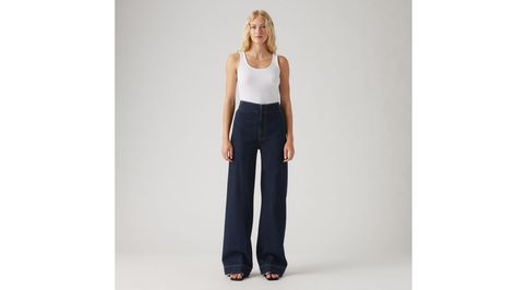 Ribcage Wide Leg Tailored Jeans - Blue | Levi's® GB Tailored Jeans, Ribcage Jeans, Levis Ribcage, Tailoring Jeans, Comme Si, Autumn 2024, Tailored Design, 90s Inspired, Rib Cage