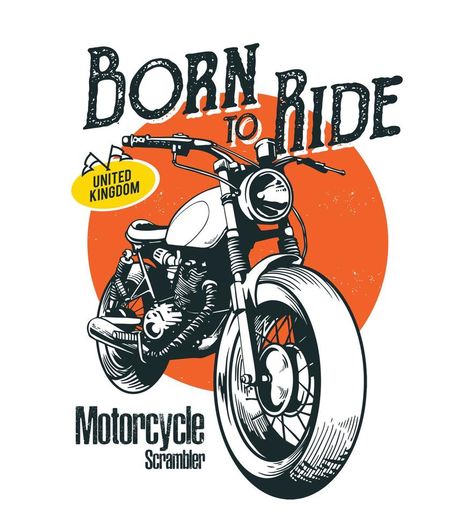 motorcyccle illustration for t-shirt design Motocross Logo, Motorbike Illustration, Biker Logo, Мотоциклы Harley Davidson, Moto Scrambler, Ride Motorcycle, Motorbike Art, Motorcycle Illustration, Vintage Logos