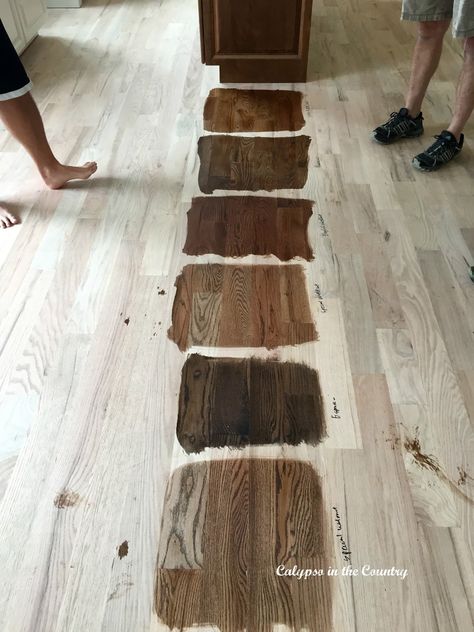 Renovation Progress – Major Developments and Floor Stain Choices Hardwood Floor Stain Colors, Oak Floor Stains, Minwax Stain Colors, Floor Stain Colors, Wood Floor Stain Colors, Wood Floor Colors, Red Oak Floors, Special Walnut Stain, Hardwood Floor Colors