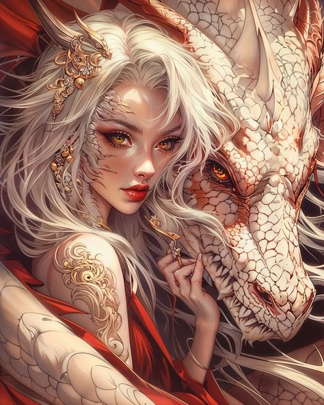 Amabel | She once brewed tea from a book, steeping wisdom in porcelain cups. . . . . . . ⇝ Dragon queen, Fantasy portrait, White dragon, Detailed… | Instagram Dragon Queen Art, Queen Fantasy Art, Queen Of Dragons, Dragon Lady, Dragon Queen, Fantasy Fest, Fantasy Outfits, Dragon Artwork Fantasy, Female Dragon