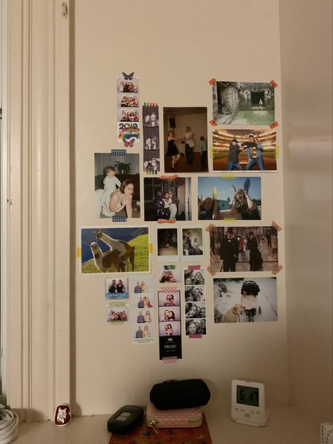 Where To Put Pictures In Your Bedroom, Photos In Room Ideas, Photo Room Decor Ideas, How To Decorate Polaroid Pictures, Cute Ways To Hang Up Pictures In Room, Memory Photo Wall, How To Display Pictures Without Frames, Polaroid Frame Wall, Polaroid Bedroom Ideas