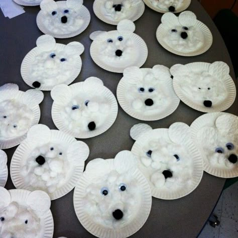 Winter animals Bear Crafts Preschool, Arctic Animals Crafts, Winter Animal Crafts, Winter Crafts Preschool, Polar Bear Craft, January Crafts, Winter Preschool, Bear Crafts, Animal Crafts For Kids