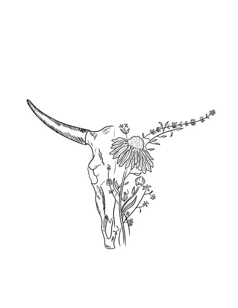 Small Impulsive Tattoo Ideas, Steer Skull With Flowers Tattoo, Western Tattoos Stencils, Highland Cow Fine Line Tattoo, Cowboy Remembrance Tattoo, Cowpoke Tattoo Ideas, Cow Leg Tattoo, Flatland Cavalry Tattoo, Pretty Western Tattoos