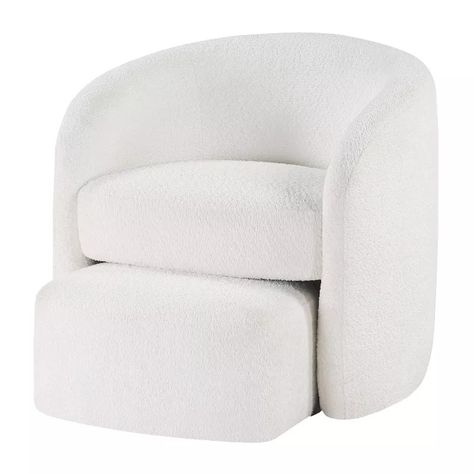 Comfort Pointe Silvie Accent Chair With Ottoman White: Boucle Fabric, No Assembly, Pocket Springs : Target Fluffy Chair, Round Swivel Chair, Accent Chair With Ottoman, Ottoman White, Chair With Ottoman, Fabric Accent Chair, Upholstered Accent Chairs, Cube Ottoman, Accent Arm Chairs