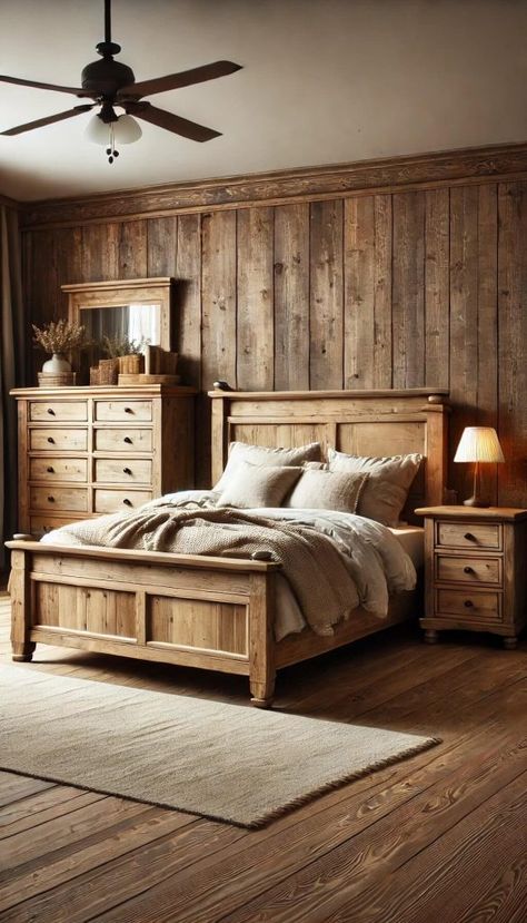 Tongue And Groove Walls Bedroom, Lodge Bedroom Ideas, Space Bedroom Ideas, Wall Panel Designs, Amazing Bedrooms, Fall Bedroom Ideas, Cozy Fall Bedroom, Wall Panels Bedroom, Wall Panel Design