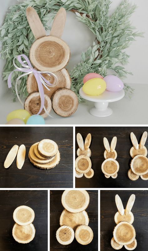 Påskeaktiviteter For Barn, Easter Inspiration Decor, Diy – Velikonoce, Oster Dekor, Diy Scrap Wood, Diy Osterschmuck, Wood Bunny, Farmhouse Easter Decor, Farmhouse Easter