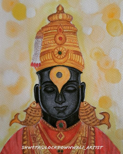 #vitthal #phandarpur #vithumauli #vitthalpainting #watercolor Vitthal Painting Canvases, Vithoba Painting, Vital Drawing, Vishnu Drawing Easy, Vithu Mauli Painting, Vithal Painting, Vitthal Painting Easy, Vitthal Art, Vitthal Sketch