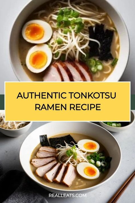 Master the art of Japanese Tonkotsu Ramen with our easy recipe featuring a creamy pork broth and fresh toppings. Tonkotsu Ramen Recipe, Tonkotsu Broth, Ramen Toppings, Ramen Recipes Easy, Pork Ramen, Ramen Broth, Pork Broth, Tonkotsu Ramen, Ramen Recipe