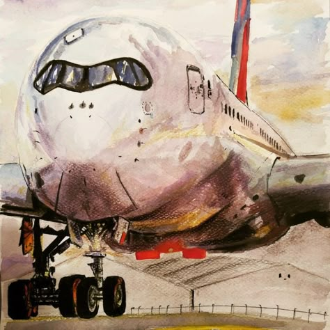 Watercolor aercraft aviation aviación Airplane Painting, Plane Photography, Airplane Wallpaper, Drawing Watercolor, Easy Drawings Sketches, Painting Of Girl, Aviation Art, Sketches Easy, Scary Stories