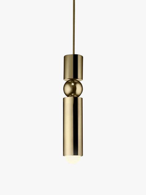 Continuing the exploration of pivots and supports, Fulcrum Light is a slimline pendant of gold, chrome or black cylinders suspended around a central sphere. 
 If you have any questions about our products, please contact us and we will get back to you within 24 hours. 
 Product Size 
 Size: Dia 6 cm x H 30 cm / ∅ 2.4″ x H 11.8″ 
 3heads Size: Dia 30cm x H 150cm / ∅ 11.8″ x H 59″ 
 5heads Size: Dia 35cm x H 150cm / ∅ 13.8″ x H&nbs Gold Lights, Gold Chrome, Minimalist Aesthetic, Led Lampe, Led Lamp, Modern Interior, Pendant Lamp, Led Bulb, Metallica