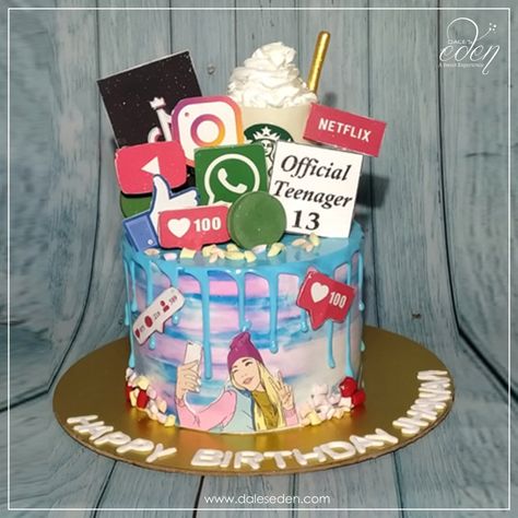 Cake Ideas For 13th Birthday Girl, Teenage Cake Ideas, Cake For Teenage Girl, 13 Birthday Cake For Teens, Teenager Birthday Cake, Official Teenager Cake, Shopping Cake, Cakes For Teenagers