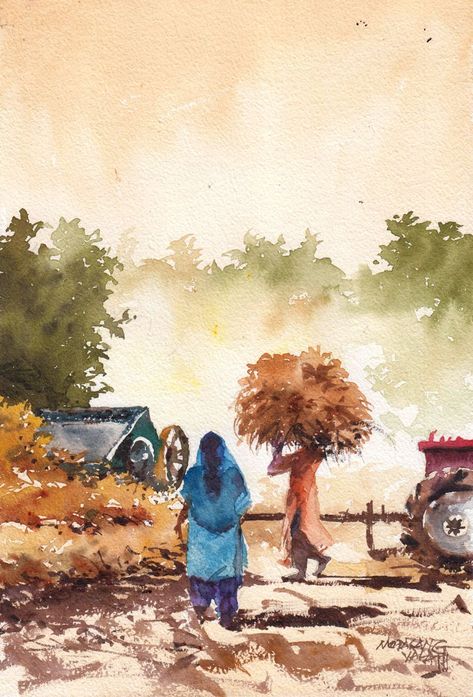 Punjab Painting, Punjab Art, Punjabi Art, Fabric Colour Painting, Composition Ideas, Western Posters, Colour Drawing, Diwali Decor, Rural India