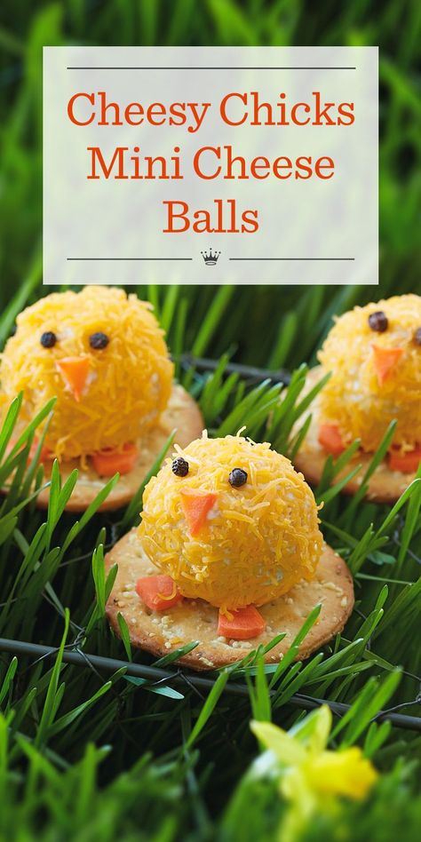 Feb 28, 2017 - Our cheesy chicks cheese ball recipe makes a fun and easy Easter appetizer. Round crackers provide the perfect perch for these cute mini cheese balls. Easter Finger Food, Mini Cheese Balls Recipe, Easter Cheese Ball, Easter Cheese, Mini Cheese Balls, Easter Appetizer, Easter Appetizers Easy, Cheese Balls Recipe, Easter Party Food