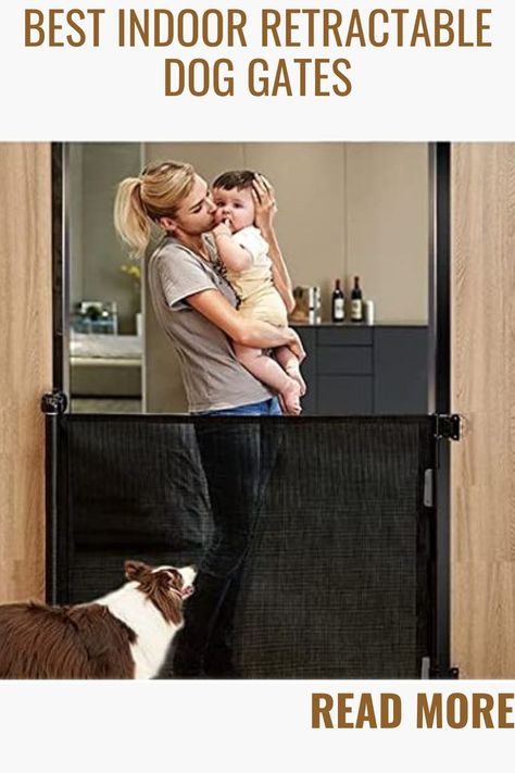 Dog Gate Diy, Dog Gates Indoor, Retractable Dog Gate, Diy Dog Gate, Dog Gates, Dog Gate, Indoor Dog, Pet Safe, Diy Dog Stuff