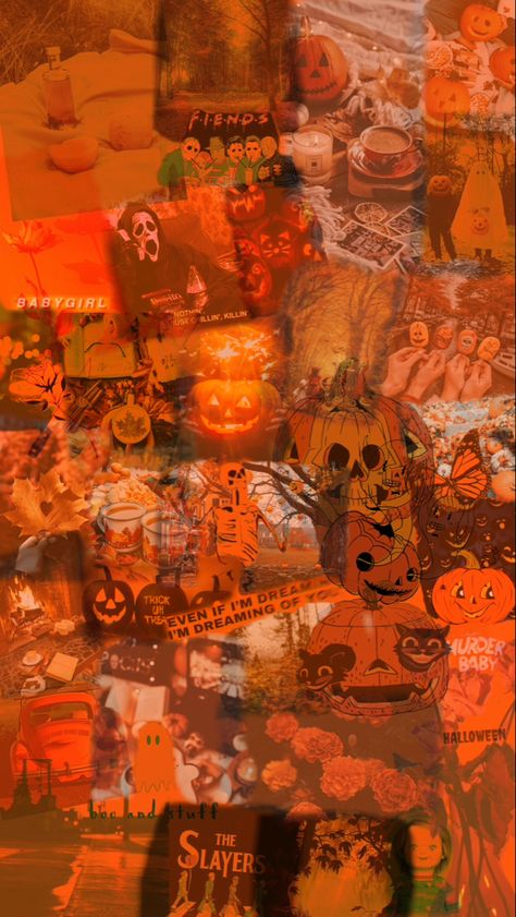 Halloween Lockscreen Orange, Halloween Wallpaper Purple And Orange, Orange Wallpaper Halloween, Orange Spooky Aesthetic, Halloween Wallpaper Orange, Orange Fall Wallpaper, Halloween Orange Wallpaper, Matching Halloween Wallpaper, Halloween Asethic