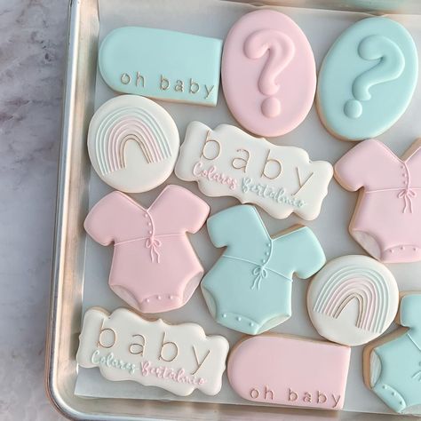 He or She, what will rainbow baby be? 🍼🎀 . . . . #decoratedcookies #sugarcookies #sweet #cookies #customcookies #genderreveal… | Instagram Gender Reveal Cookies Ideas Simple, Gender Reveal Cookies Decorated, Gender Reveal Cookies Ideas, Rainbow Baby Gender Reveal, Gender Reveal Sugar Cookies, Diy Party Invitations, Pink And Blue Gender Reveal, Balloon Gender Reveal, He Or She Gender Reveal