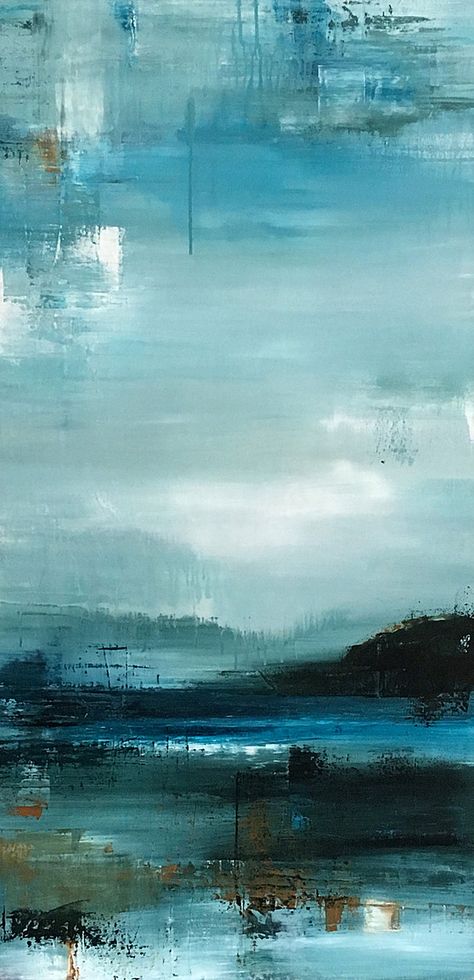 Seascape Paintings Acrylic, Abstract Beach Painting, Painting Beach, Seascape Art, Abstract Art Inspiration, Abstract Art Landscape, Ocean Painting, Abstract Landscape Painting, Abstract Canvas Painting